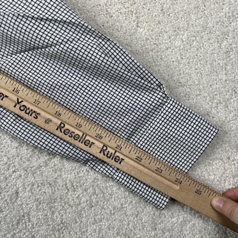 Paul Fredrick Tailored Fit Button Down Shirt Mens 15.5x35 Non Iron Gingham Black - Picture 6 of 8